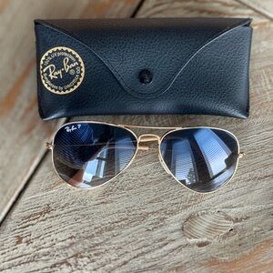 Ray-Ban Gold and Blue Aviator Sunglasses